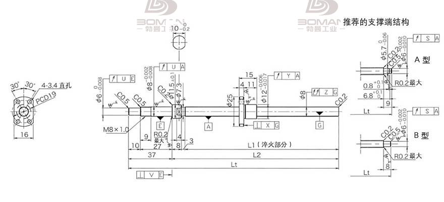 KURODA DP0801JS-HDNR-0180B-C3S 黑田精工滚珠丝杆型号