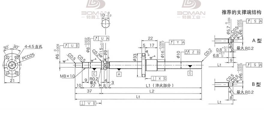 KURODA DP1002JS-HDNR-0320B-C3F 黑田丝杆图纸